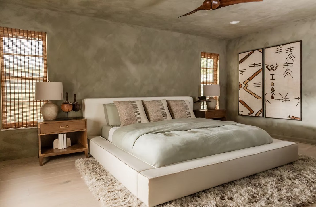 Safari House bedroom, interior designed by Eralyn Interiors, a full-service interior design firm in West Palm Beach