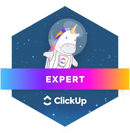 ClickUp Expert certificate badge