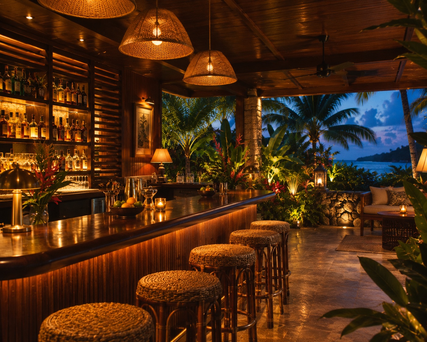 Resort bar at night
